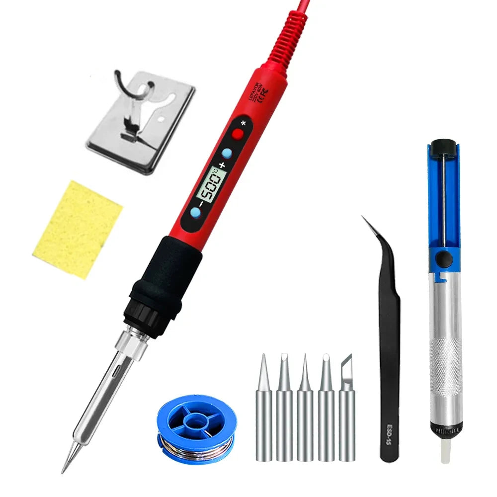 Tackle your projects with precision using this 80W soldering iron kit—featuring adjustable temperature control and an LCD display for easy, accurate welding!