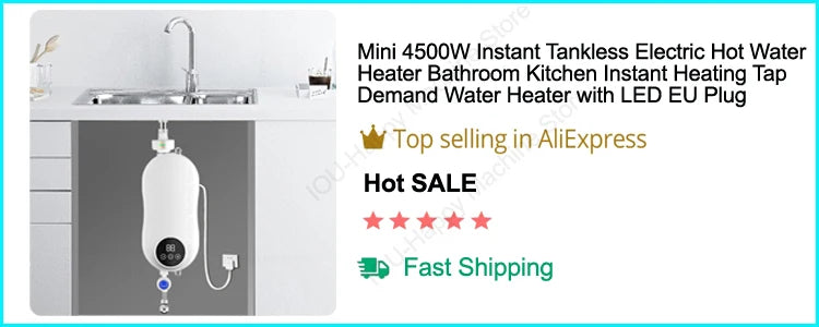 EU/US Plug 3500W Electric Thankless Mini Instant Hot Water Heater 220/110V bathroom Faucet Tap Heating 3 Seconds Instant Heating