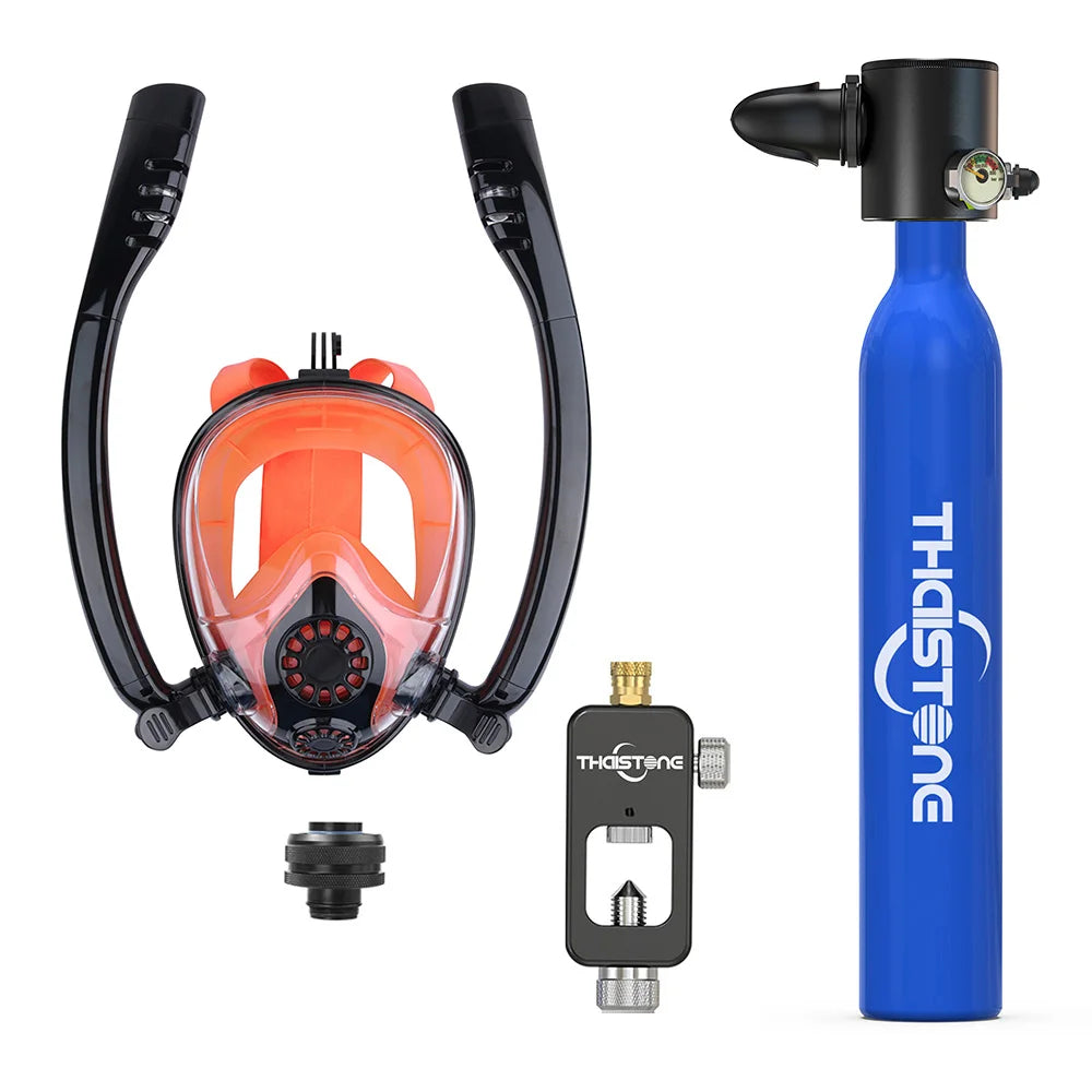 THAISTONE Diving Tank with Snorkel Mask 0.5L Mini Scuba Portable Lungs Oxygen Cylinder Full Face Diving Mask 5-10 Mins
