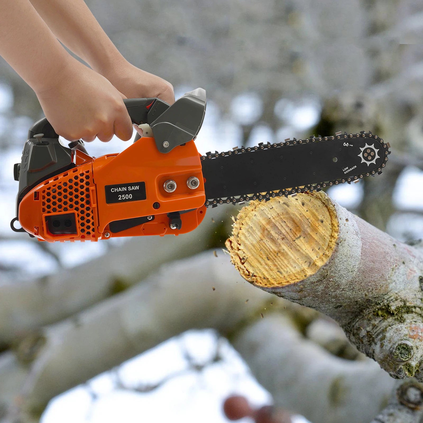 25.4cc 2-Cycle Gas Powered Chainsaw 11.8-inch Guide Bar 900W Power Chain Saws Tree Cutting Trimming Log 1.22hp
