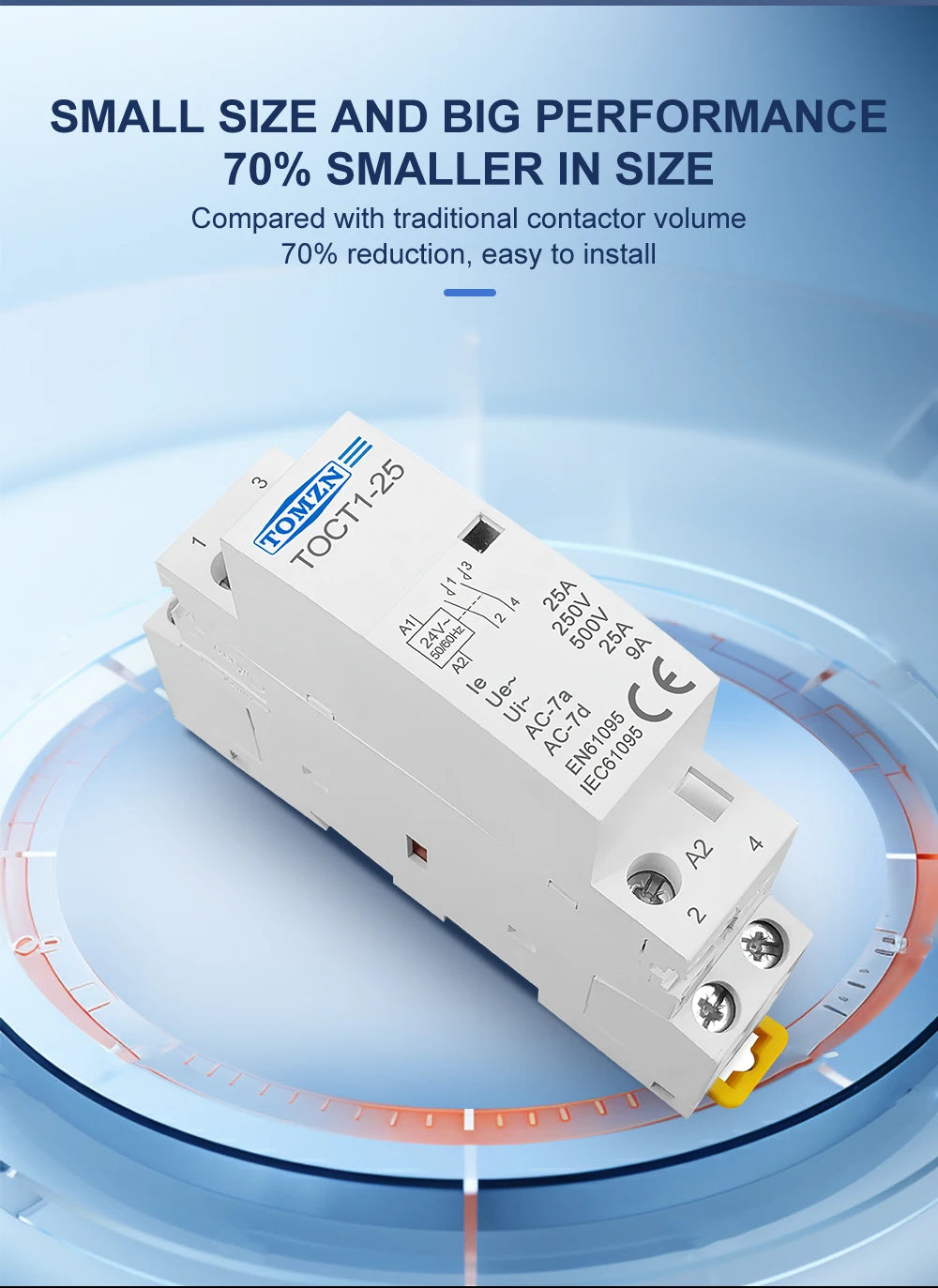 TOCT1 2P 25A 24VAC 50/60Hz Din Rail Household AC Modular Contactor 2NO or 1NO 1NC
