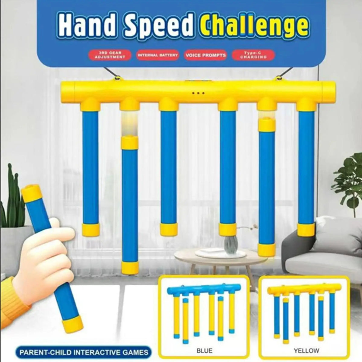 Catching Sticks Game Reflex Trainer 3 Adjustable Speeds Remote Control Stick Drop Game Hand Eye Coordination Training Toy