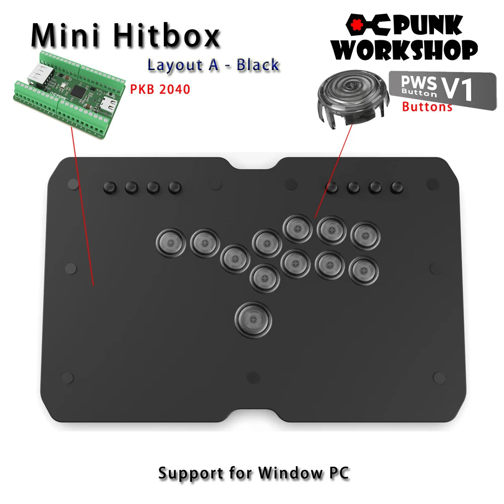 Punk Workshop Mini HitBox SOCD Fighting Stick Controller Newest Version Support Switch/PC (Windows®11 / 10) Handle Fight Console