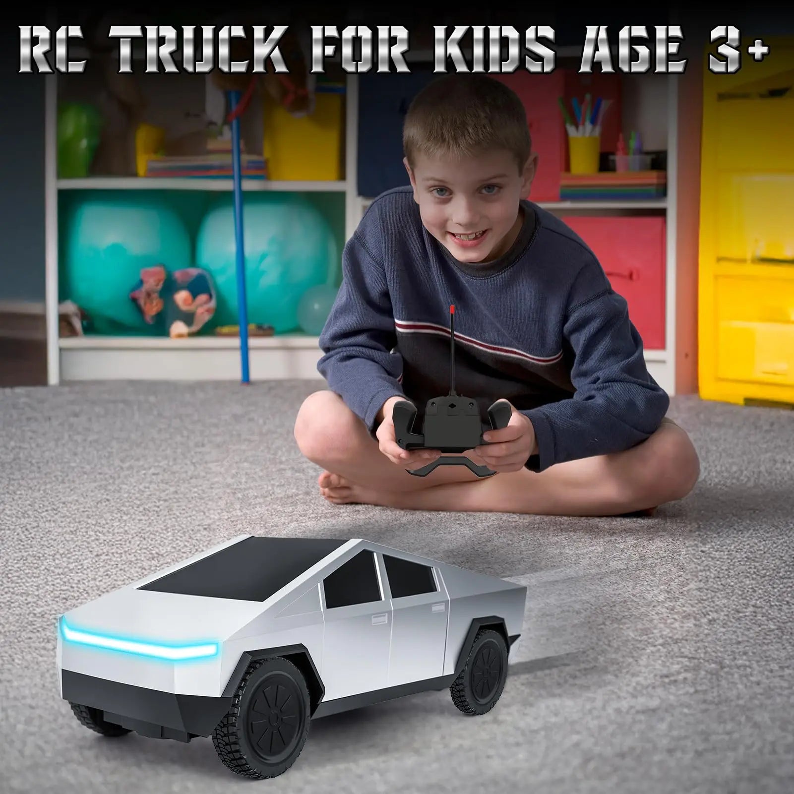 1:24 Pickup Remote Control Car, 4WD Off-Road RC Truck Toy,27MHz Wireless Remote Car with LED Lights,Birthday Gift for Boys Kids