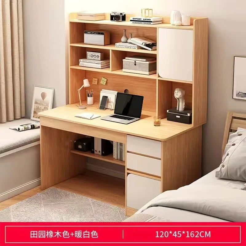 Simple Desk Bookshelf All-in-one Computer Desk Storage Space Student Home Study Bedroom Office Desk with Household Furniture