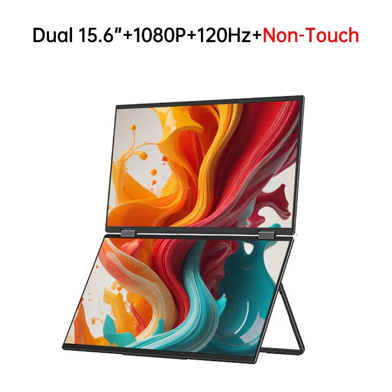 15.6" 120Hz Dual Touchscreen Portable Monitor 1080P FHD With 360° Flip External Screen For PC Laptop Mac Phone Xbox PS4/5 Switch