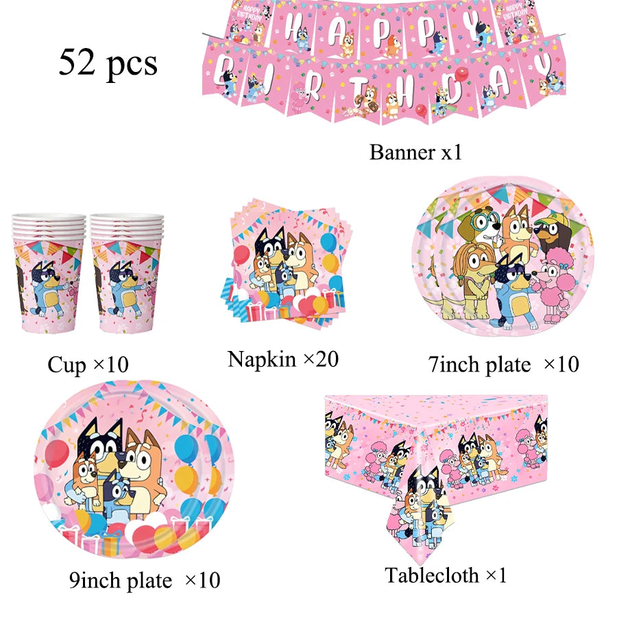 Blue dog Birthday Party Supplies Goodie Bag Stuffers Fillers Tableware Plates Cups Napkins Tablecloth Party Favor Decorations