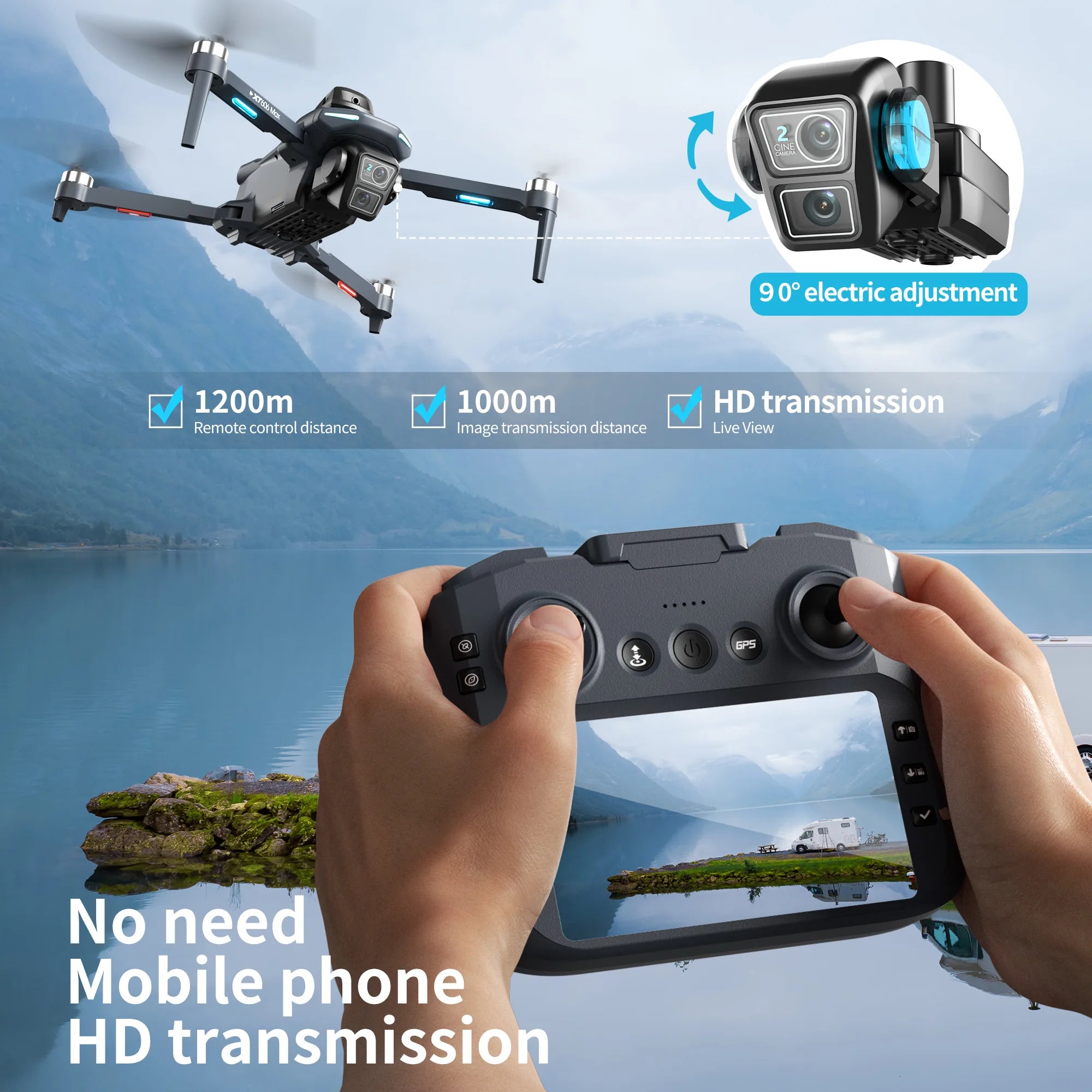 Lenovo XT606 GPS Drone 4K Professional  8K HD Dual Camera Gimbal  360°Obstacle Avoidance Brushless RC Quadcopter Dron toys