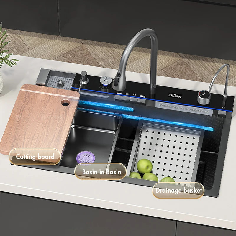 Stainless Steel Waterfall Kitchen Sink