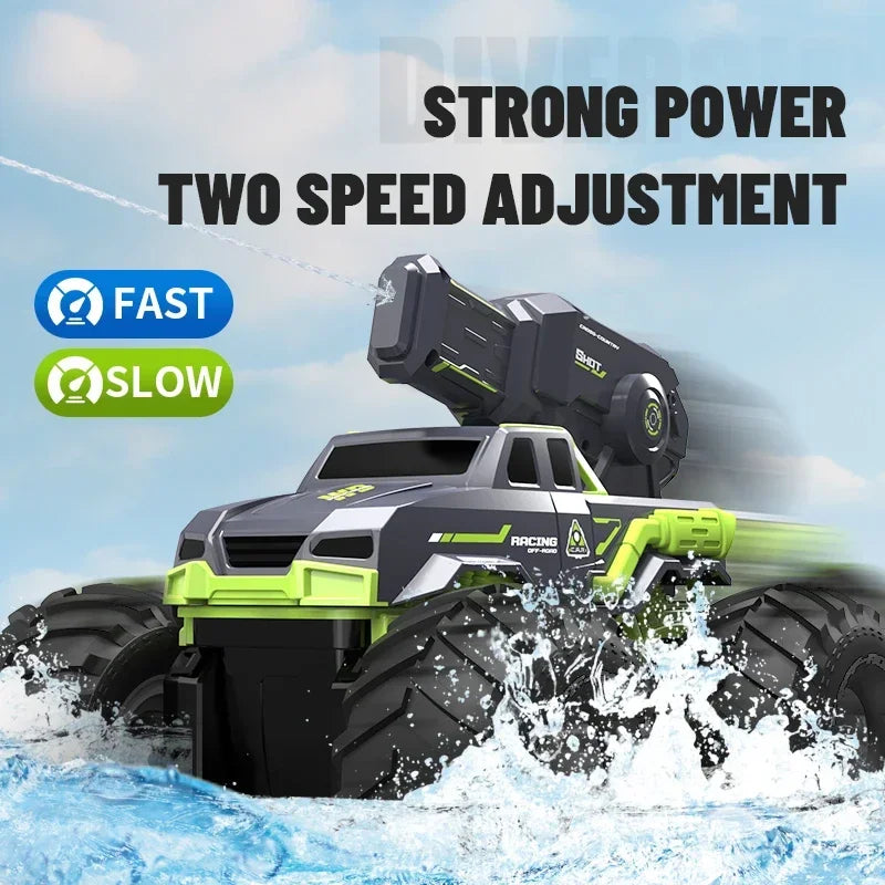 2.4G Self-absorbing High-pressure Water Gun Remote Control Car Amphibious Off-road Vehicle Climbing Stunt Car Water Toys