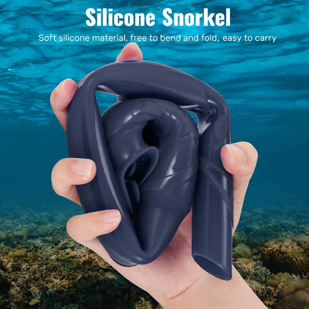 Silicone Snorkel Soft Flexible Foldable Easy-Breath Anti-Drop Adults Scuba Diving Freediving Swim Training Easy Carry for Travel