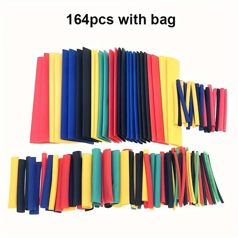 164/560pcs Polyolefin Heat Shrink Tubing Set 2:1 Shrink Ratio for Wires Cables Multicolor Sleeves