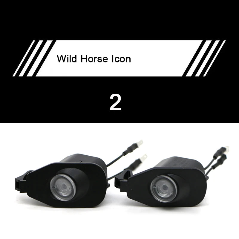 For Ford Mustang 2013-2022 Side Rearview Mirror Welcome Icon Lights HD LED Projector Ghost Shadow Lamp Modification Never Fade