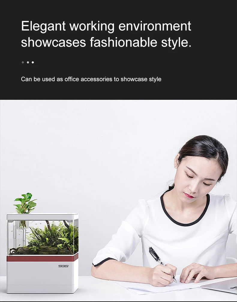 Mini Fish Tank Self-Circulating Fish Tank with Charging Filter Desktop Living Room Household Water Free Ecological Aquarium