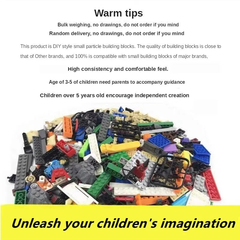 3000 grams Random Bulk Building Blocks City Creative DIY Assembly Bricks Model Educational Kids Toys Compatible Brand