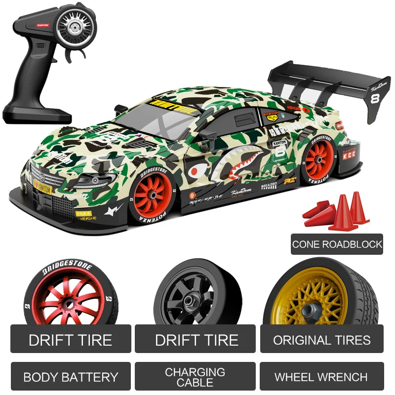 RC 4WD 2.4G Racing Car High Speed Off-Road Remote Control Drift Toys 1:16 with LED Light Race Sports Car for Boys Children Gift