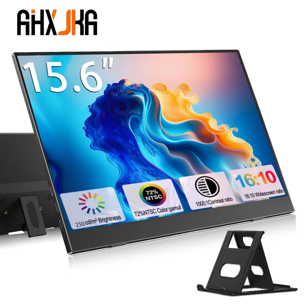 AHXJKA 15.6” Portable Monitor 60HZ IPS USB-C HDMI 250Cd/m² 768P For Laptop XBox PS4 / 5 Switch TV Cell Phone PC Extension Mobile