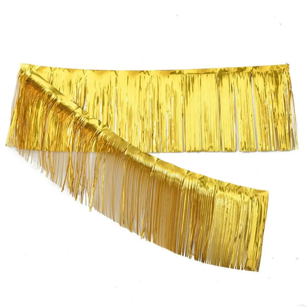 Multicolor Drizzle Garland Encryption PET Metallic Foil Fringe Thickening Background Ornament Tassel String Party Supplies