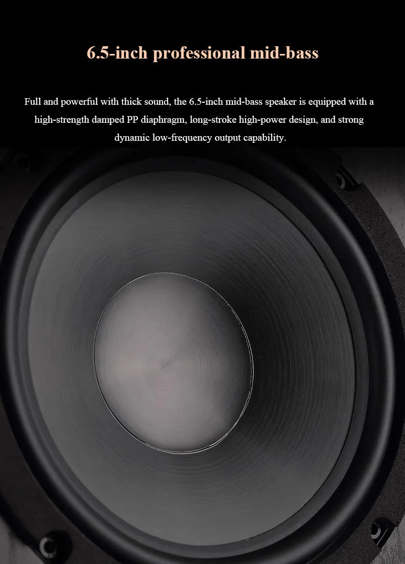 Household 6.5 Inch Bookshelf Speaker 100W*2 Output Power 2 Way HIFI Passive Speaker 2.0 Stereo 1 Inch Silk Film Dome Tweeter