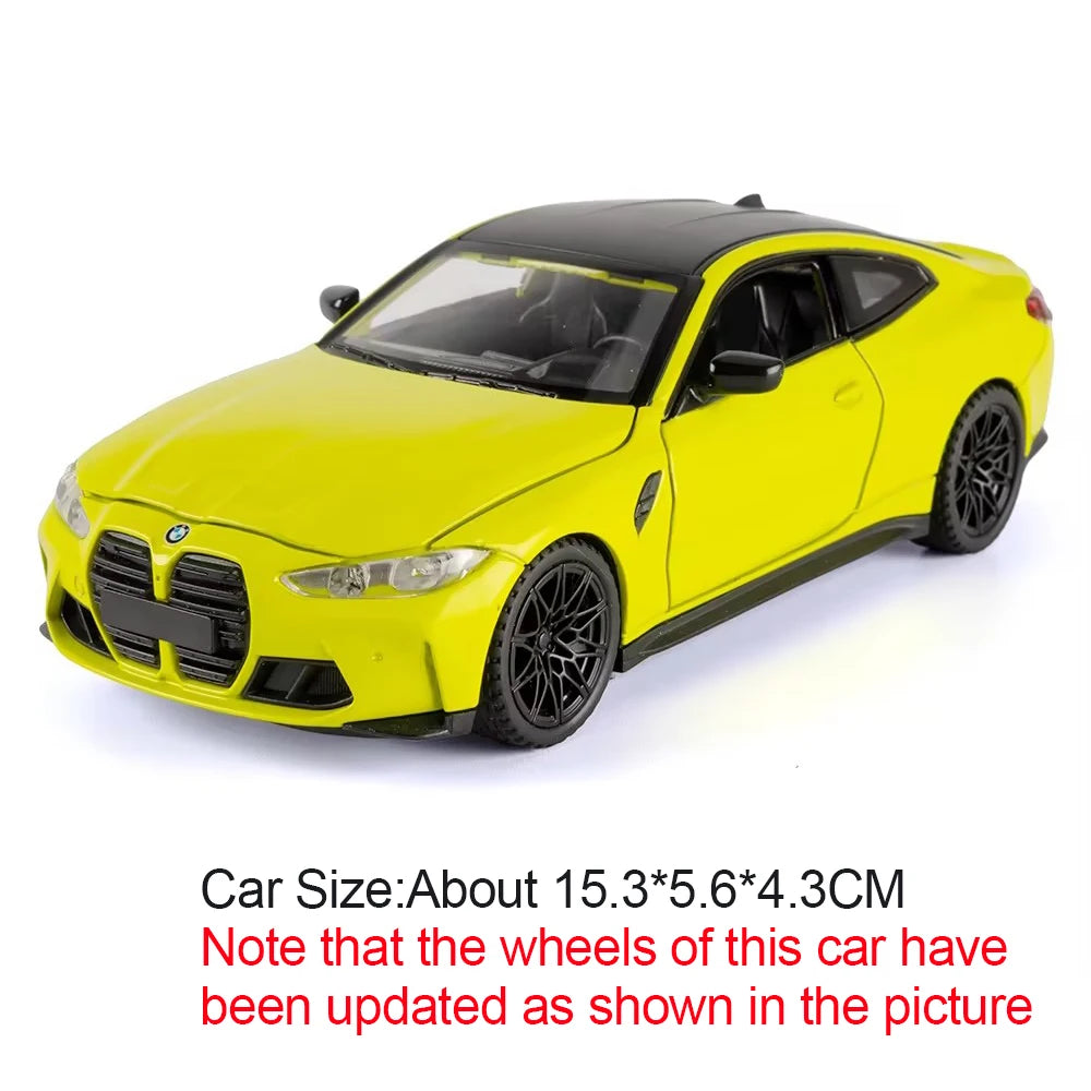 1:32 M4 320I Simulation Car Model Toys Metal Diecast Doors Opened Sound Light Pull Back Rubber Tires Ornament Vehicles for Kids