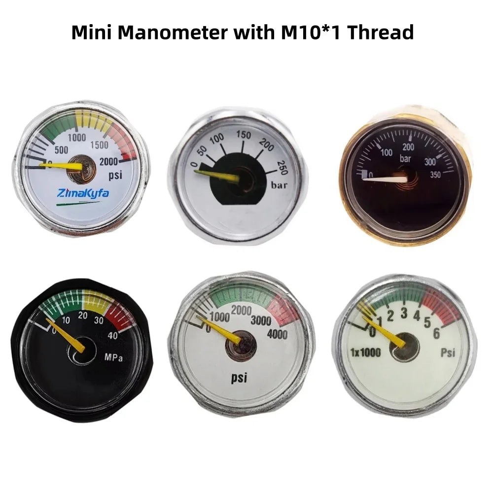 M10*1 HPA Mini Micro Pressure Gauge Manometer Small Profile 600/3500/4000/4500/6000 PSI 250/350 BAR