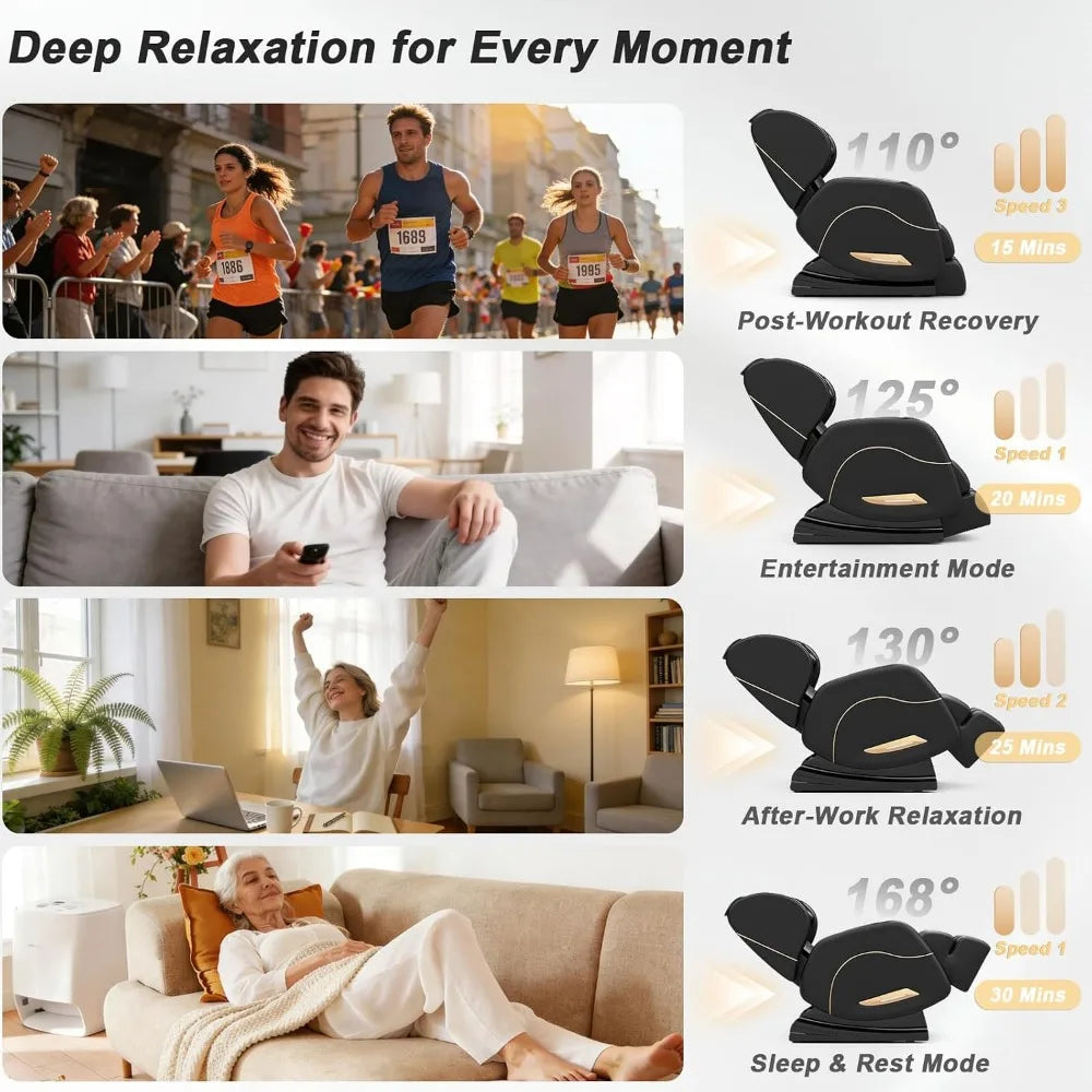 Full Body Zero Gravity Massage Chair with Heat, Airbags, and Customizable Programs for Home and Office Comfort