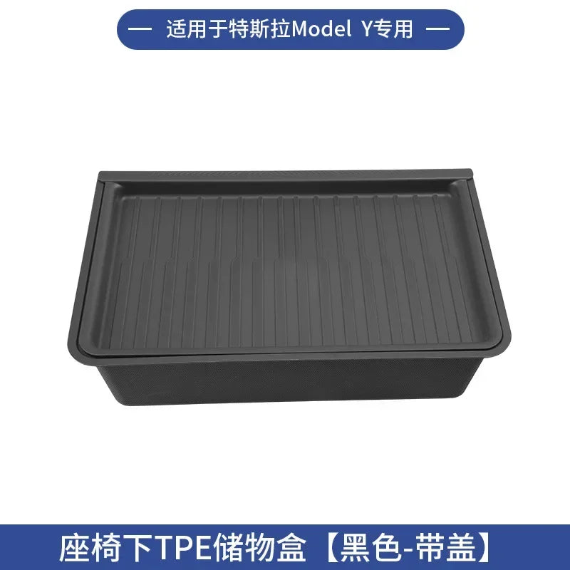 For Tesla Model Y High Capacity Organizer Case Felt Cloth Drawer Holder Under Seat Hidden Box Storage Box Black Worldmuma