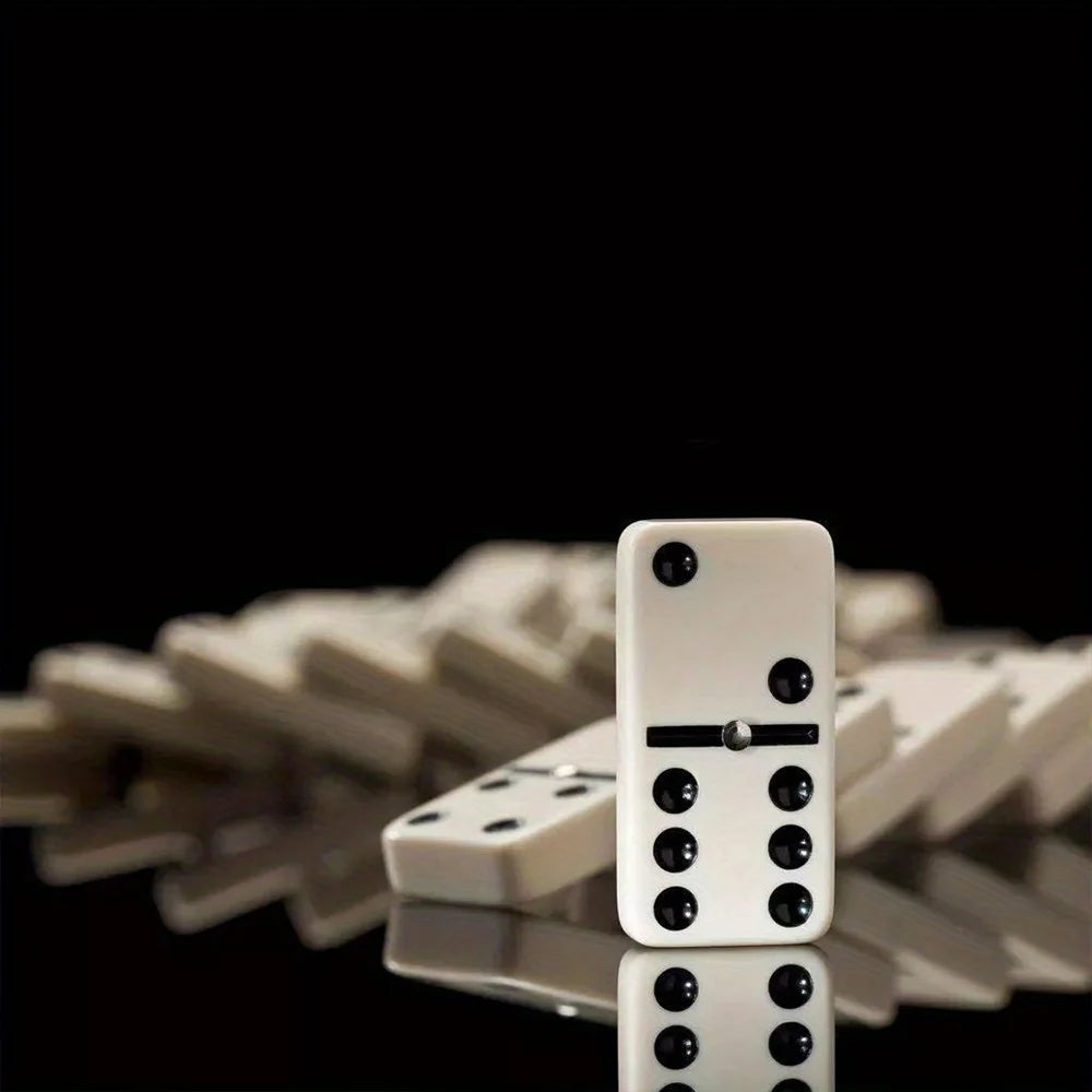 Classic Six-Dot Premium Wooden Domino Set for Family Fun with Elegant Storage Box, Travel-Friendly