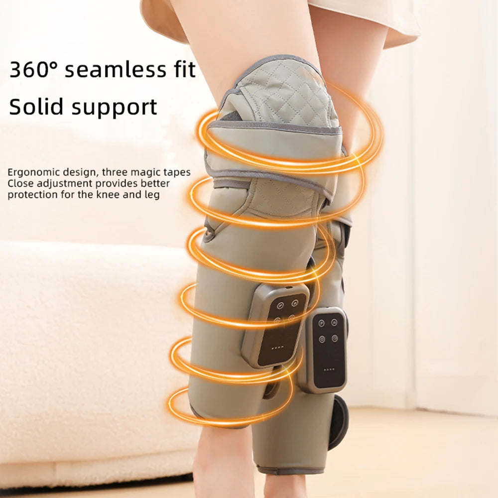Wireless Knee Calf Massager Heated Air Pressure 360° Wrap Portable Leg Massage Device for Cold Legs Joints Muscles Relaxation