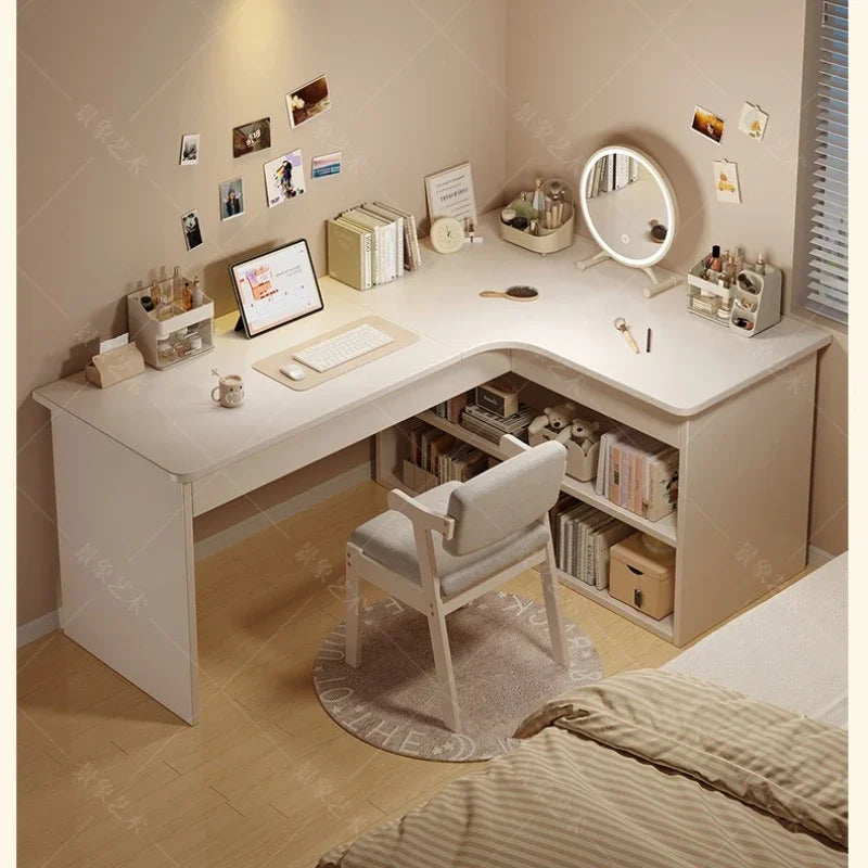 Firm Computer Desk, Bookshelf, Integrated Corner Workbench, White Corner Learning And Writing Desk Factory