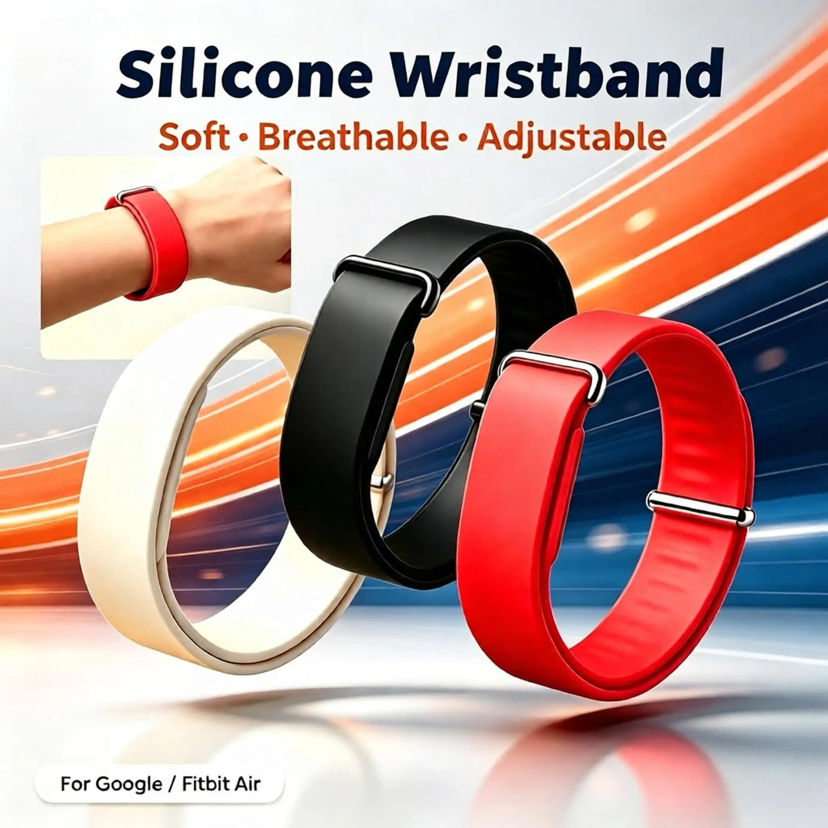 Waterproof Fitness Silicone Soft Sport Band for Google Fitbit Air Adjustable Replaceable Portable Multi-Purpose Everyday Wear