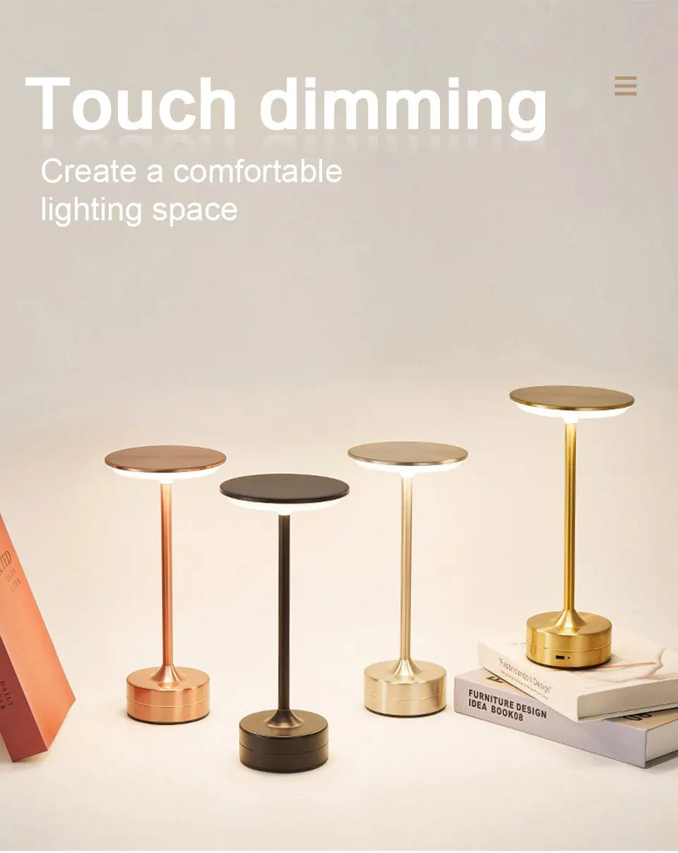 Illuminate any space with this LED touch sensor table lamp—USB rechargeable, portable, and perfect for bedrooms, restaurants, hotels, bars, and more!
