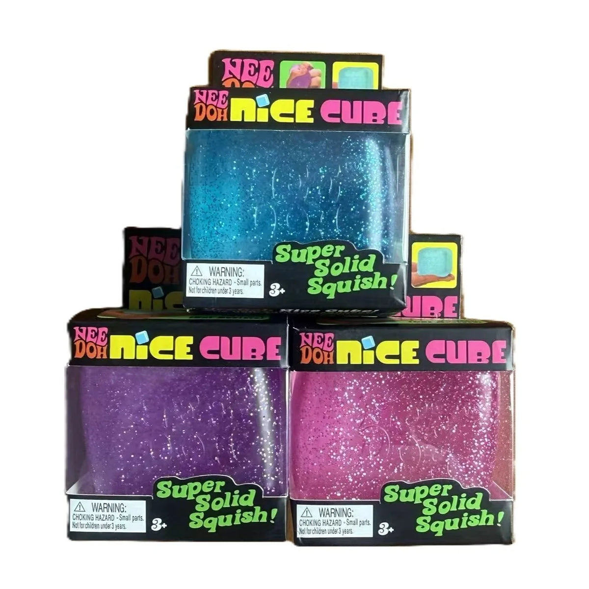Schylling Nee Doh Nice Cube & Glitter Cube Sensory Fidget Toy Stress Relief Desktop Decor Relax Blind Box Gift