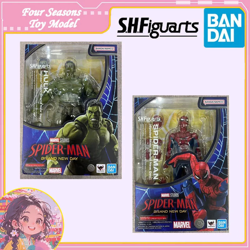 Fast Shipping Bandai Anime MARVEL SHF SPIDER MAN HULK -BRAND NEW DAY- Original Model Toys Action Figure Collectible Ornaments
