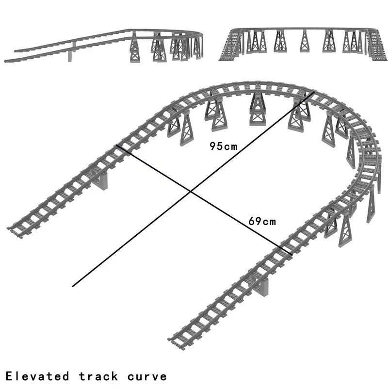 DIY Train Track Combination MOC Railroad Bridge Building Blocks Cross Track Bricks Toys Rail Car Scene Compatible With LEGO