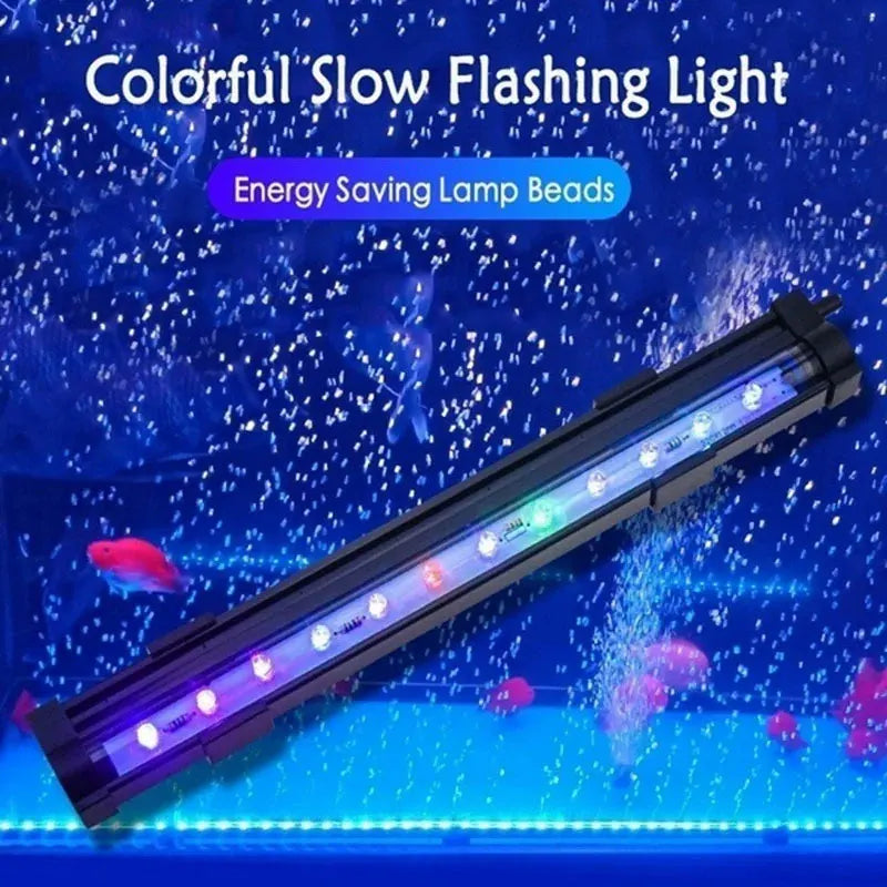 Fish Tank 46cm Colorful Slow Flash Submersible Light Aquarium Waterfall Bubble LED Light Automatic Color-changing Ambient Lamp