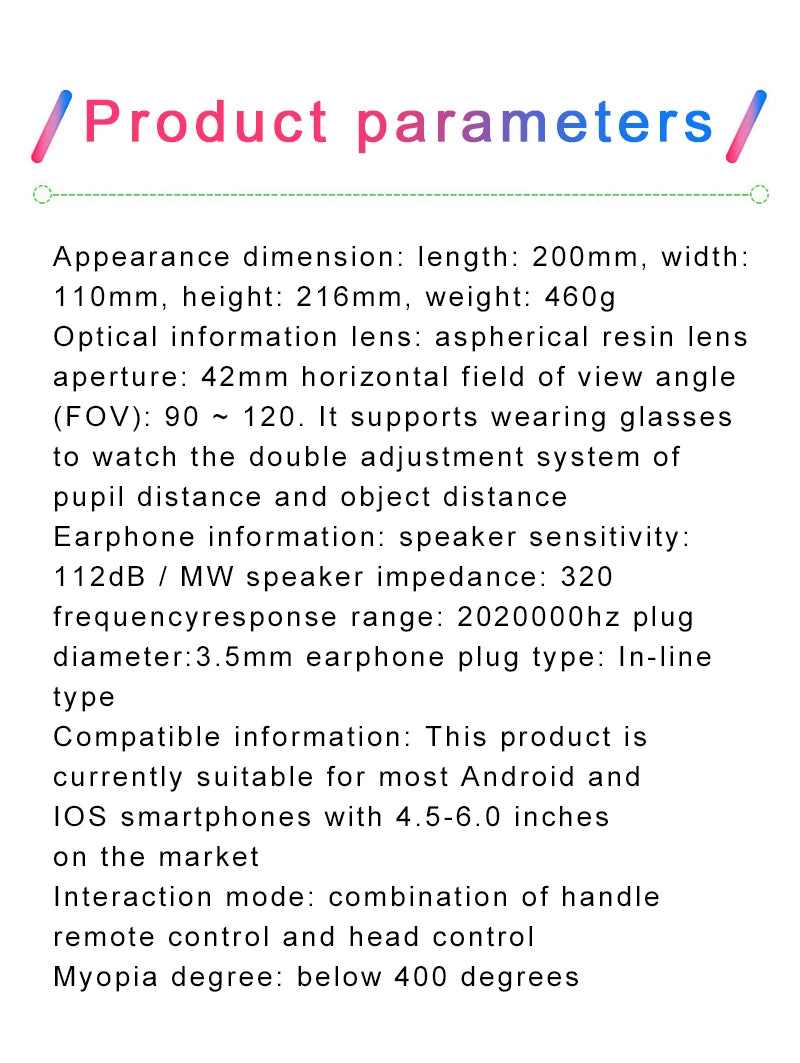 VR Glasses 3D Virtual Reality Headset