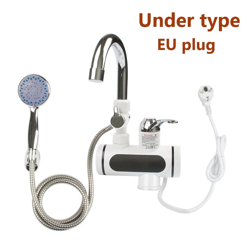 DMWD Electric Instant Hot Water Faucet Water heater Fast heating with LED Temperature Display Tankless Tap For Kitchen shower EU