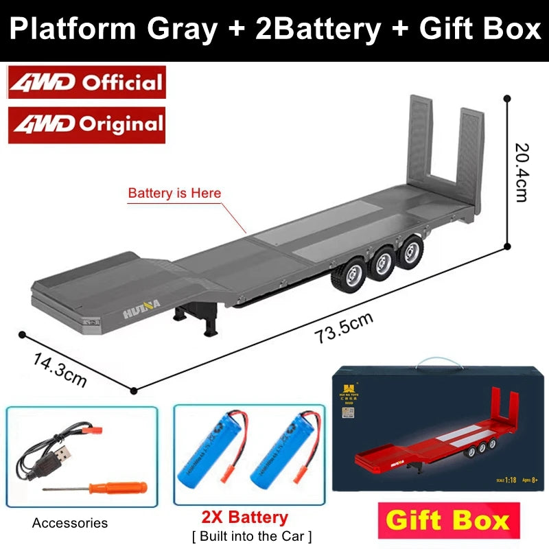 Remote Control Car RC Tractor Alloy Heavy Truck Engineering Semi Trailer Model with Light Sound Radio Toy HUINA 1501 770S Gift