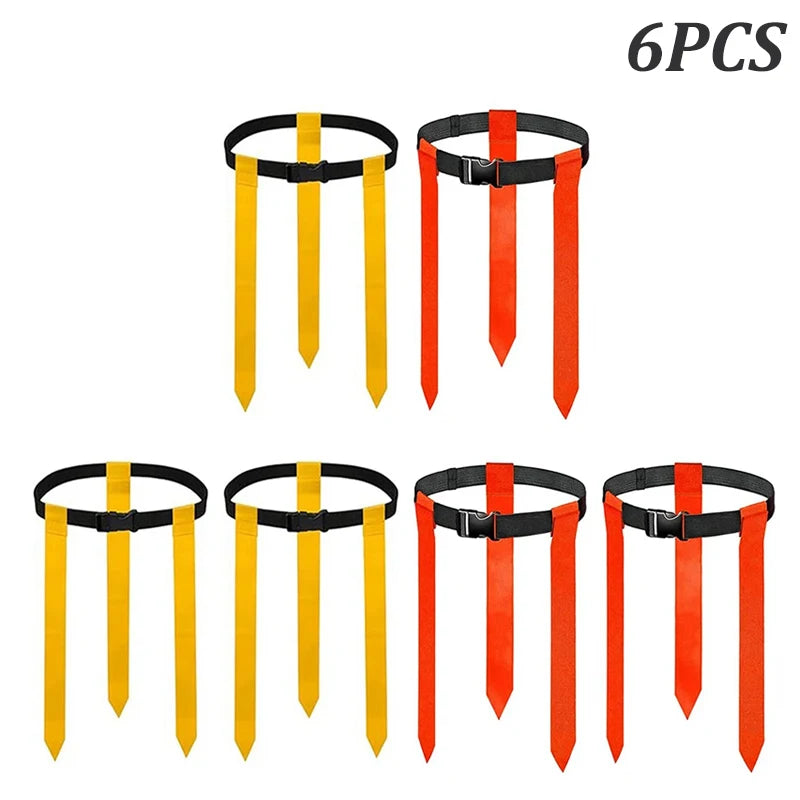 6PCS Flag Football Belts Set Adjustable Rugby Flag Waist Belt Outdoor Training Game Equipment for Kids Youth Adults Team Sports