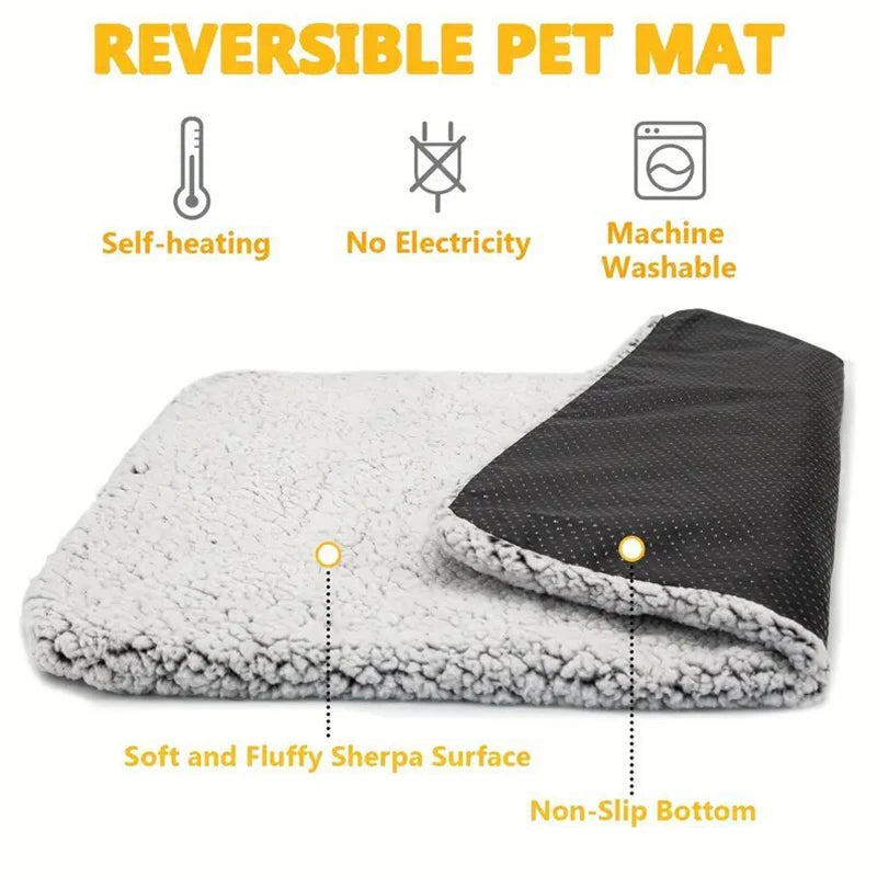 Pets Thermal Pad; Washable Self-Heating Cushion; Body Heat Reflective Warm Mat for Cats and Dogs