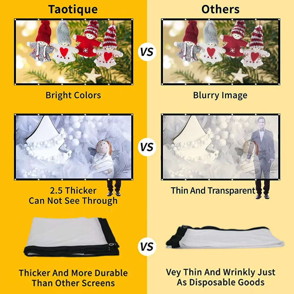 60, 72, 84, 100, 120, & 150 inch Simple Foldable Projection Screen