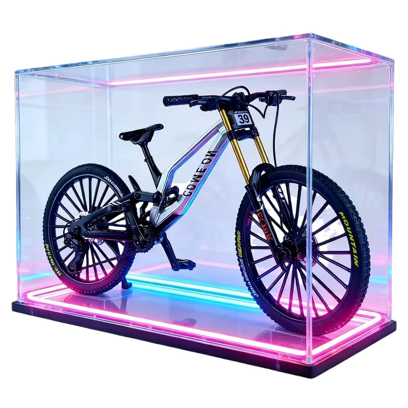 1:8 Scale Alloy Mountain Bike Model – Dual Shock Absorbers&Removable Number, Ideal Gift&Desktop Decoration for Bike Enthusiasts.