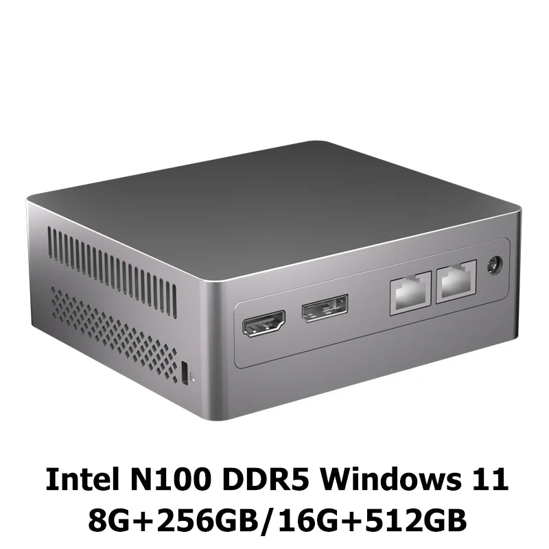 Experience powerful performance with this Intel N100 mini PC—quad-core processor with Turbo Boost up to 3.4GHz, 8GB LPDDR5 RAM, 256GB storage, 4800Hz dual RJ45 LAN with firewall, Windows 11, and 4K support for smooth multitasking and secure networking!