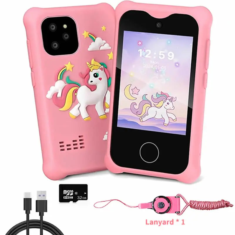 Kids Smart Phone MP3 Player Digital Camera Toys Touchscreen Unicorn Baby Mobile Educational Toys for Girls Boys Age 3-8