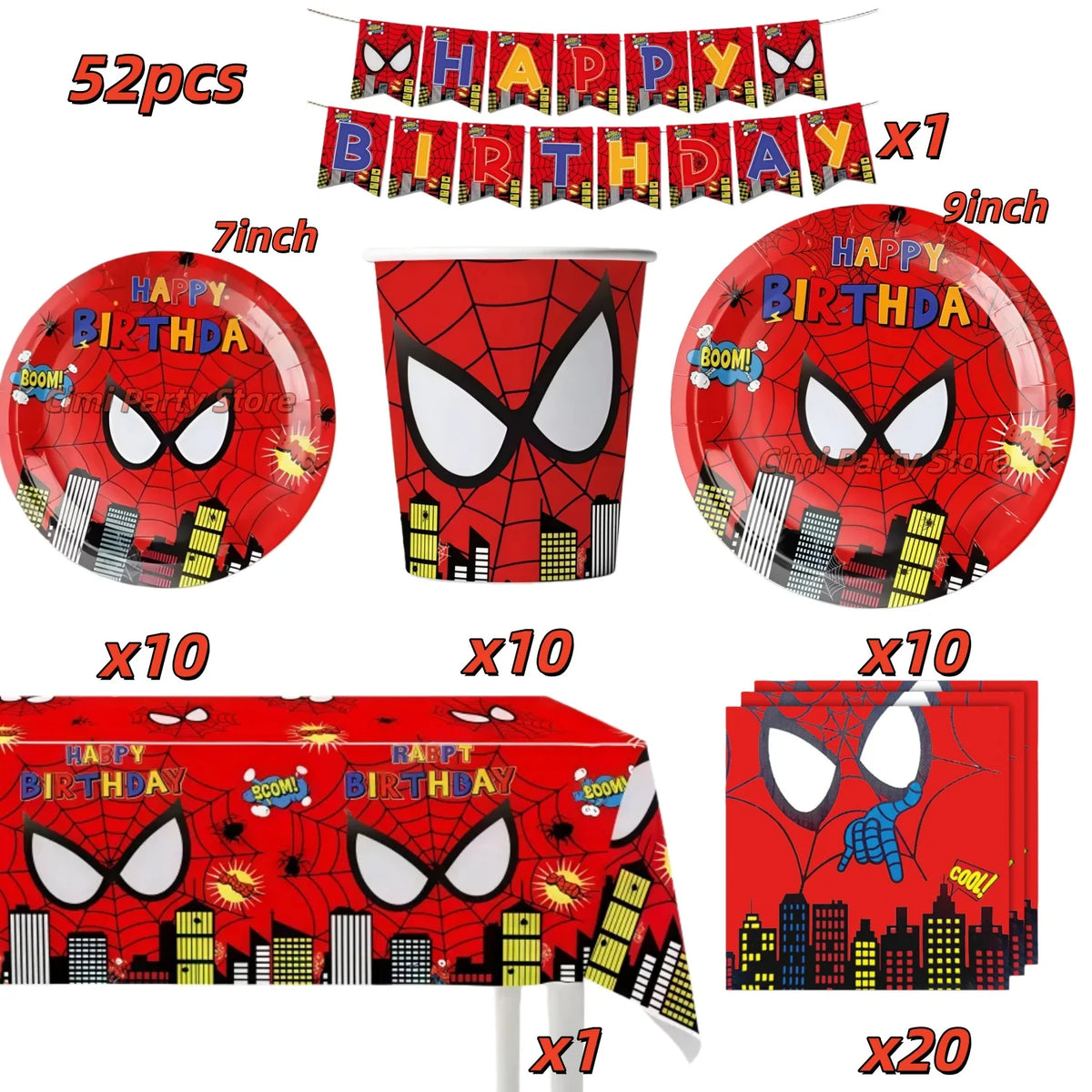 Mask Spider Hero Birthday Party Supplies Tableware Kit Plates Cups Tablecloth Backdrop Balloons Kids Party Decorations Favors