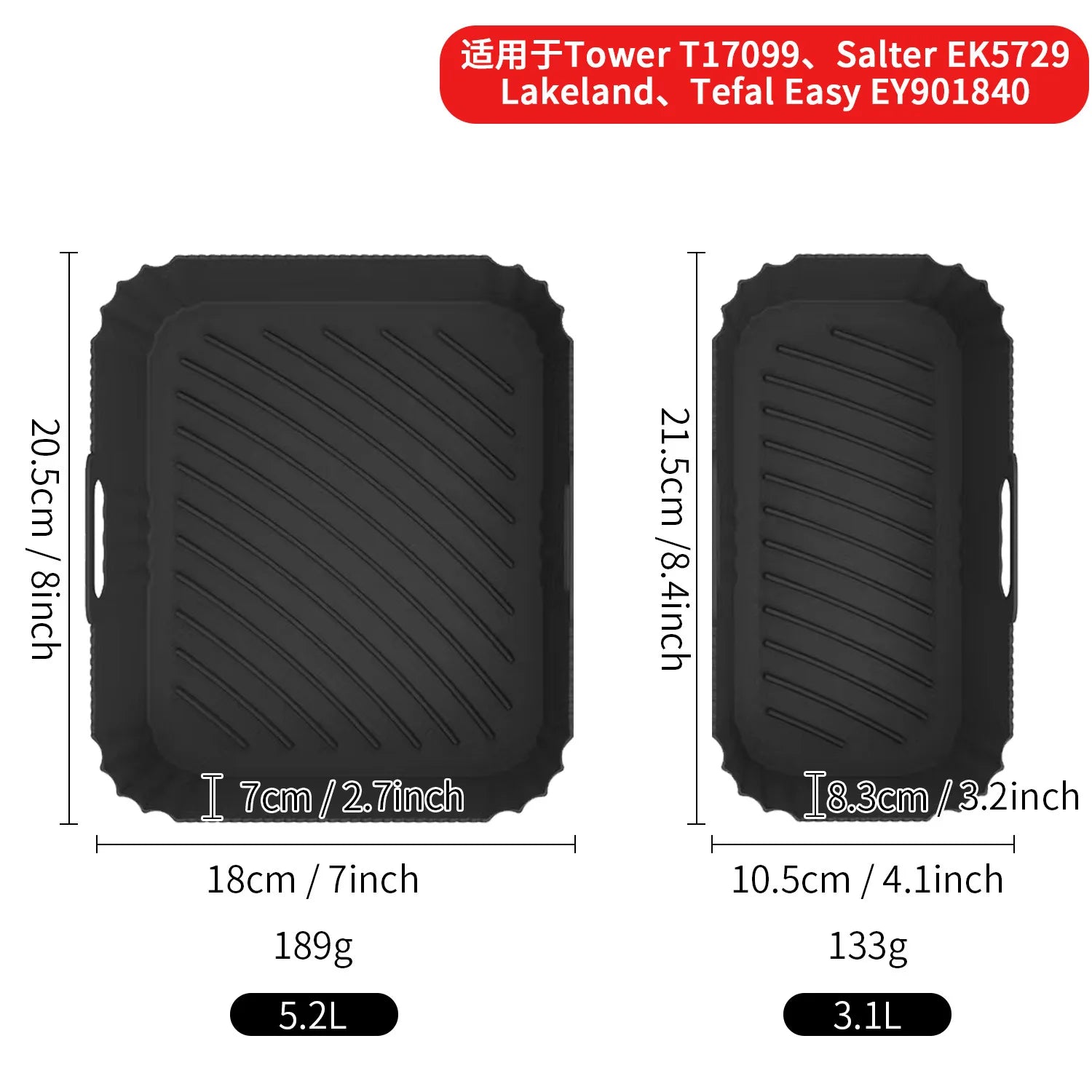 Air Fryer Accessories For 5.2L/3.1L Dual Zone Basket Silicone Air Fryer Liners Airfryer Baking Grill Racks Oven Cooking Trays