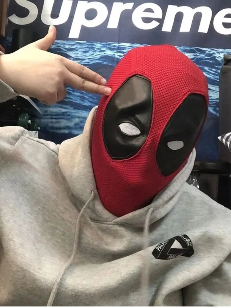 Marvel Deadpool Silicone Headset Cover Knitted Face Mask Cosplay Prop Halloween Funny Dress Up Accessories Adult Party Gift