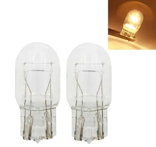 2Pcs T20 7443 W21 5W 7440 Glass Halogen Turn Signal Lamp Brake Stop Lights Bulb Daytime Running Lights Warm White Reversing Bulb