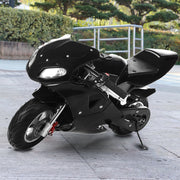 2-Stroke 49cc Pocket Gas Motorbike, Gas Pocket Motorbike, High Brightness Dual Headlights Rubber Handlebar Mini Motorcycle